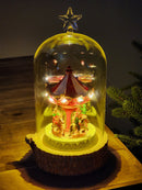 GLOBO DE VIDRO COM CARROSSEL COM LUZ SOM E MOVIMENTO 26CM