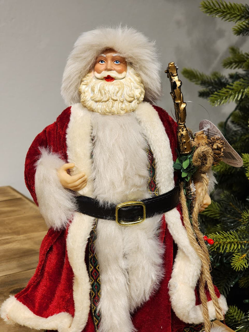 PAPAI NOEL VERMELHO LUXUOSO COLECIONÁVEL 30CM