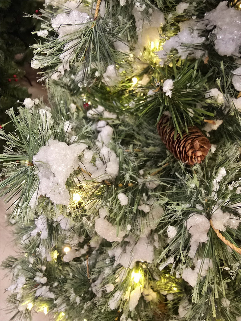 ÁRVORE PINHEIRO NEVADO REALISTA NORUEGA 1077 GALHOS COM 350 LEDS WARM 2,10CM