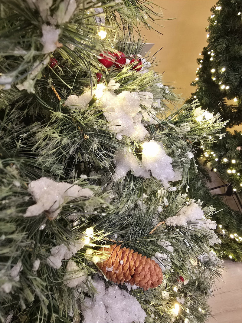 ÁRVORE PINHEIRO NEVADO REALISTA NORUEGA 1077 GALHOS COM 350 LEDS WARM 2,10CM